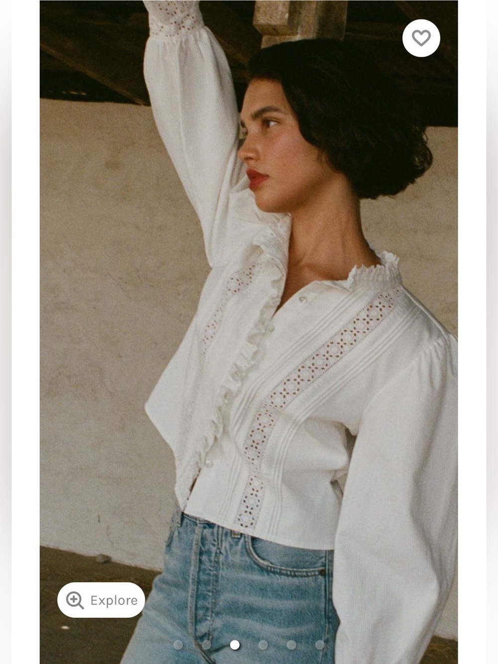 DÔEN Vermont ribbed broderie anglaise cotton shirt - Picture 2 of 16